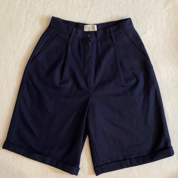 {VTG} United Colors of Benetton | Wool Pleated Front High Waist Cuffed Shorts